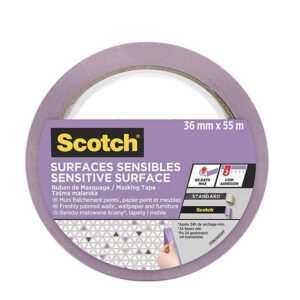 scotch expositor dispensador de 32 rollos de cinta de enmascarar 36mm x 41m superficies delicadas color morado