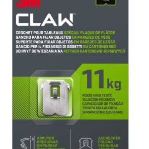 3m claw pack de 2 ganchos de metal para paredes de yeso soporta hasta 11kg color gris/titanio