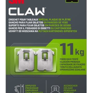 3m claw pack de 4 ganchos de metal para paredes de yeso soporta hasta 11kg color gris/titanio