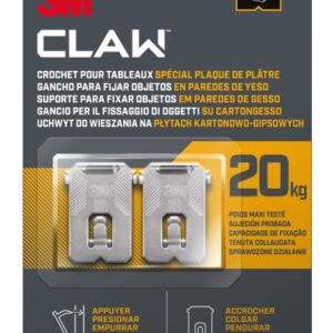 3m claw pack de 4 ganchos de metal para paredes de yeso soporta hasta 20kg color gris/titanio