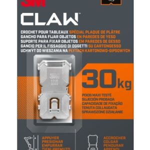 3m claw pack de 2 ganchos de metal para paredes de yeso soporta hasta 30kg color gris/titanio
