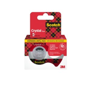 scotch crystal pack de 3 cintas adhesivas 19mm x 7.5m incluye dispensador color transparente