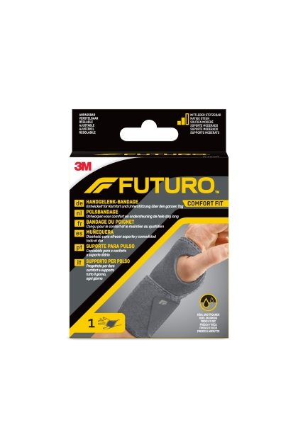 futuro comfort soporte para mano ajustable transpirable elastico color gris