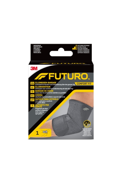 futuro comfort codera ajustable (20.3 40.6cm) transpirable aisla la humedad elastico color gris