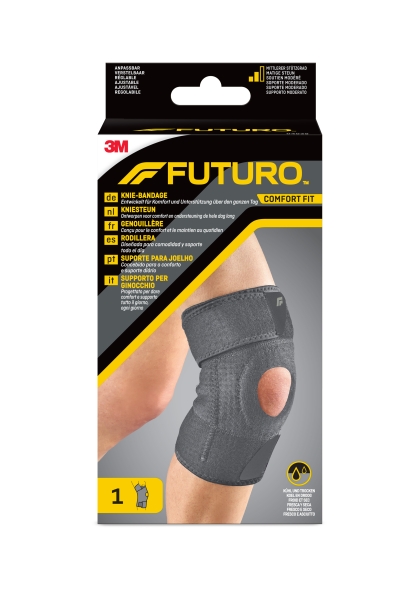 futuro comfort rodillera ajustable (27.9 55.9cm) transpirable aisla la humedad elastico color gris oscuro