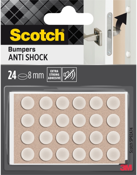 scotch topes adhesivos para muebles antichoque diametro de 8mm paquete de 24 color blanco