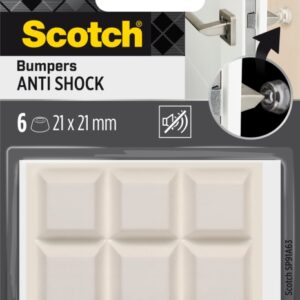 scotch pack de 6 almohadillas adhesivas antichoque para paredes 21x21mm color blanco