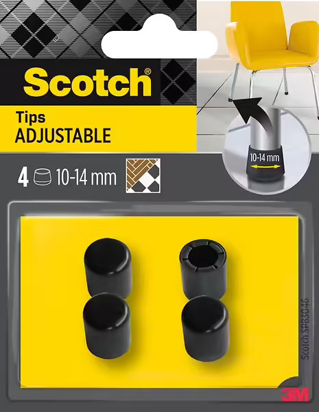 scotch pack de 4 conteras ajustables diametro de 10 14mm color negro