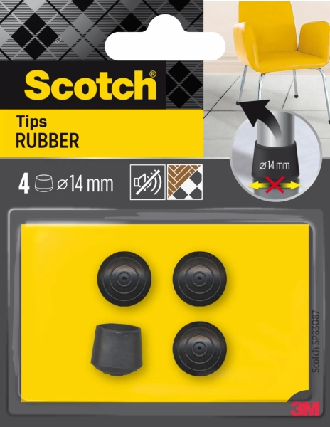 scotch pack de 4 conteras de goma diametro de 14mm color negro