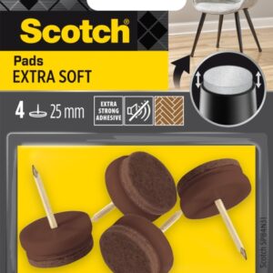 scotch pack de 4 almohadillas de fieltro con clavo extrasuaves diametro de 25mm color marron