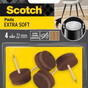scotch pack de 4 almohadillas de fieltro con clavo extrasuaves diametro de 22mm color marron sp84n30