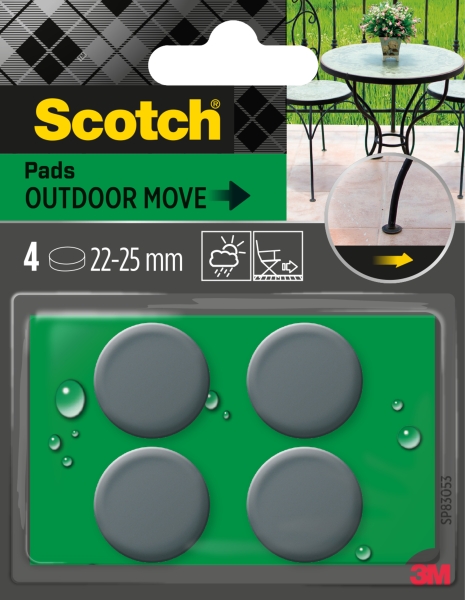 scotch pack de 4 patines deslizantes adhesivos uso en exterior diametro de 22 25mm color gris