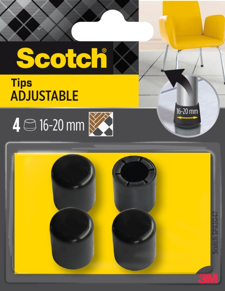 scotch pack de 4 conteras ajustables diametro de 16 20mm color negro