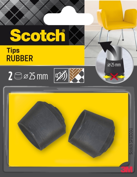 scotch pack de 2 conteras de goma diametro de 25mm color negro