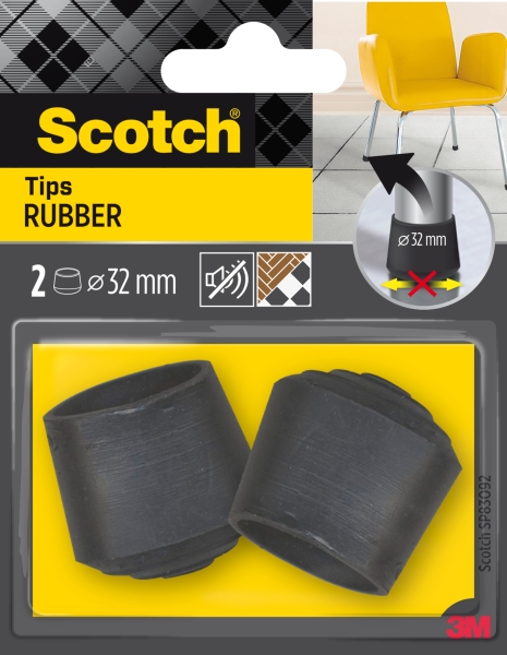 scotch pack de 2 conteras de goma diametro de 32mm color negro