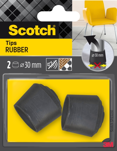 scotch pack de 2 conteras de goma diametro de 30mm color negro