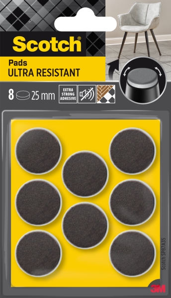 scotch pack de 8 almohadillas de fieltro adhesivas ultra resistentes diametro de 25mm color blanco/gris
