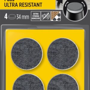 scotch pack de 4 almohadillas de fieltro adhesivas ultra resistentes diametro de 34mm color blanco/gris
