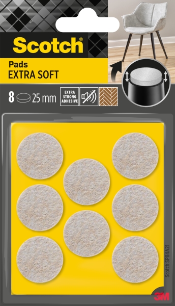 scotch pack de 8 almohadillas de fieltro adhesivas extra suaves diametro de 25mm color beige