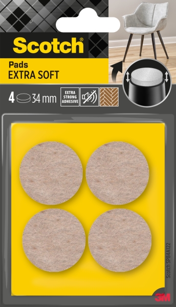scotch pack de 4 almohadillas de fieltro adhesivas extra suaves diametro de 34mm color beige