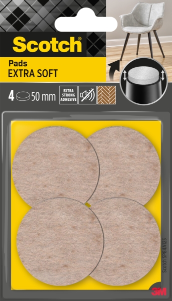 scotch pack de 4 almohadillas de fieltro adhesivas extra suaves diametro de 50mm color beige