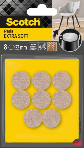 scotch pack de 8 almohadillas de fieltro adhesivas extra suaves diametro de 22mm color beige