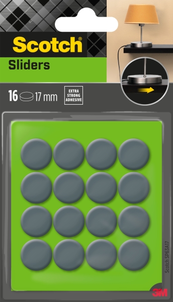 scotch move and protect pack de 16 patines deslizantes adhesivos diametro de 17mm color gris