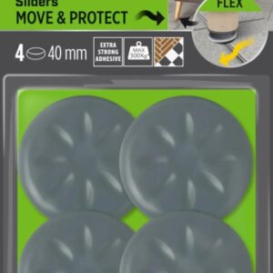 scotch move and protect flex pack de 4 patines deslizantes adhesivos diametro de 40mm soporta hasta 300kg color gris