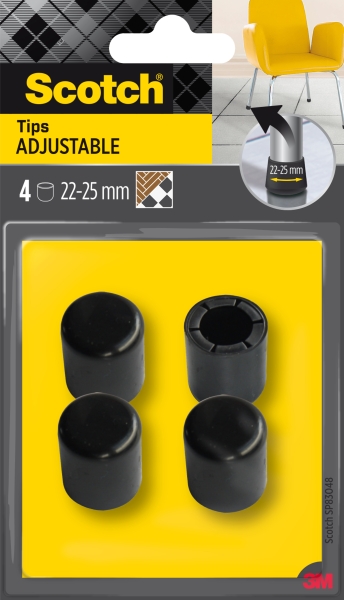 scotch pack de 4 conteras ajustables diametro de 22 25mm color negro