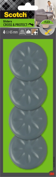 scotch move and protect flex pack de 4 patines deslizantes adhesivos diametro de 65mm soporta hasta 500kg color gris