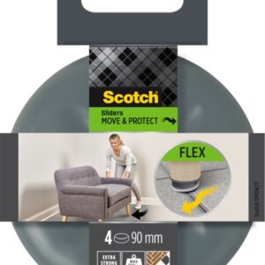 scotch move and protect flex pack de 4 patines deslizantes adhesivos diametro de 90mm soporta hasta 700kg color gris