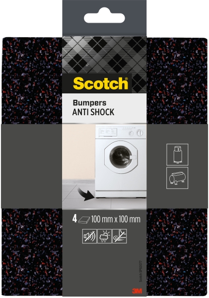 scotch pack de 4 almohadillas protectoras antichoque 100x100mm color negro