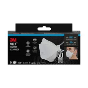 3m aura pack de 5 mascarillas para particulas ffp2 desechable sin valvula para niveles medios de particulas color blanco