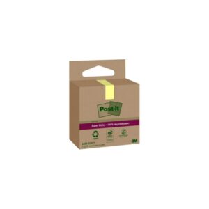 post it super sticky pack de 3 blocs de 70 notas adhesivas recicladas forma cuadrada 47.6x47.6mm color amarillo claro