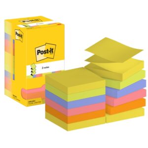 post it pack de 12 blocs de 100 z notas adhesivas reposicionables forma cuadrada 76x76mm colores surtidos