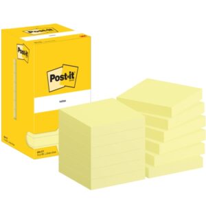 post it pack de 12 blocs de 100 notas adhesivas reposicionables forma cuadrada 76x76mm color amarillo claro