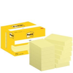 post it pack de 12 blocs de 100 notas adhesivas reposicionables forma rectangular 51x76mm color amarillo claro