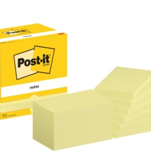 post it pack de 12 blocs de 100 notas adhesivas reposicionables forma rectangular 76x127mm color amarillo claro