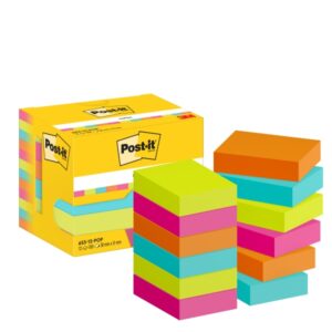 post it pack de 12 blocs de 100 notas adhesivas reposicionables forma rectangular 38x51mm colores surtidos