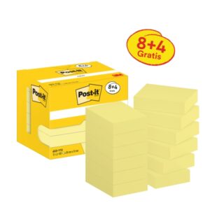 post it pack de 12 blocs de 100 notas adhesivas reposicionables forma rectangular 38x51mm color amarillo claro