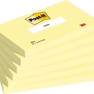 post it pack de 6 blocs de 100 notas adhesivas reposicionables forma rectangular 76x127mm color amarillo claro