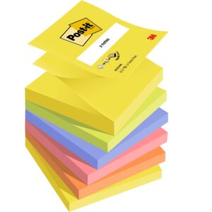 post it pack de 6 blocs de 100 z notas adhesivas reposicionables 76x76mm forma cuadrada colores surtidos