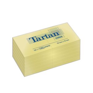 tartan pack de 12 blocs de 100 notas adhesivas reposicionables 76x76mm 100% pefc color amarillo claro
