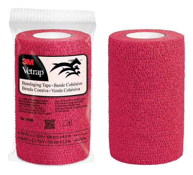 3m vetrap venda cohesiva 10cm x 4.5m flexible transpirable autoadhesiva color rojo