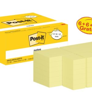 post it pack de 24 blocs de 100 notas adhesivas reposicionables forma 51x38mm color amarillo claro
