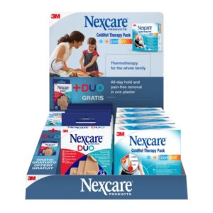 nexcare coldhot therapy expositor de 12 unidades de termoterapia + apositos colores surtidos