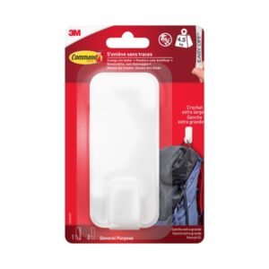 command gancho para objetos pesados 2 tiras adhesivas extragrande soporta hasta 4.5kg color blanco