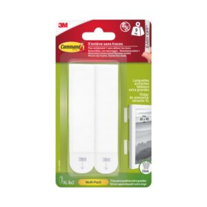 command pack de 16 tiras adhesivas para objetos pesados 8 pares xl soporta hasta 9kg color blanco