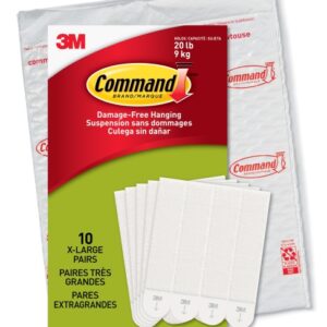 command pack de 20 tiras adhesivas para objetos pesados 10 pares xl soporta hasta 9kg color blanco