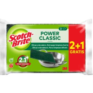 scotch brite classic pack de 3 estropajos de cocina promocion 2 + 1 gratis color verde oscuro